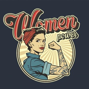 Free Vector | Vintage colorful woman power badge