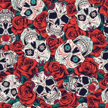 Free Vector | Vintage day of dead seamless pattern