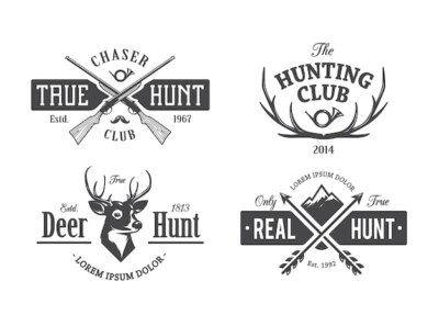 Free Vector | Vintage hunting emblems