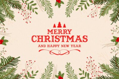 Free Vector | Vintage merry christmas frame with christmas decorations watercolor effect
