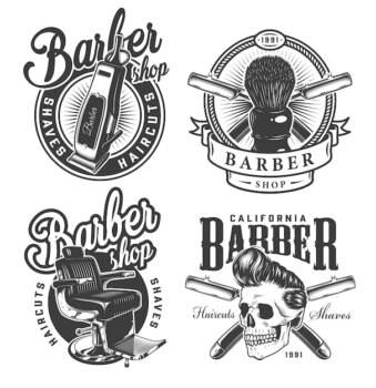 Free Vector | Vintage monochrome barbershop labels
