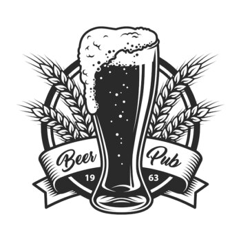 Free Vector | Vintage monochrome beer pub logo