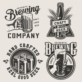 Free Vector | Vintage monochrome brewery badges