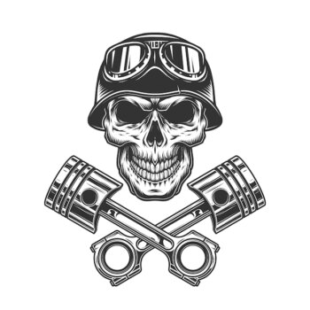 Free Vector | Vintage monochrome motorcycle driver skull
