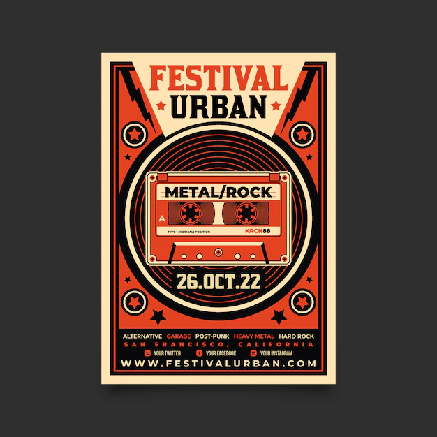 Free Vector | Vintage music poster template