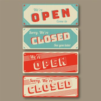 Free Vector | Vintage open and closed signboard collection