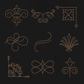 Free Vector | Vintage ornament vector set in luxury gold