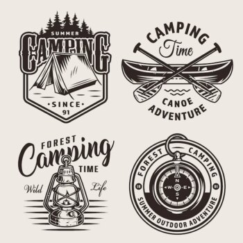 Free Vector | Vintage outdoor camping logos