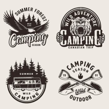 Free Vector | Vintage summer camping emblems