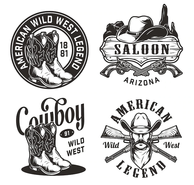 Free Vector | Vintage wild west emblems set