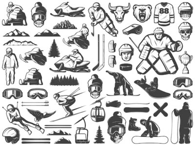Free Vector | Vintage winter sport games icons collection