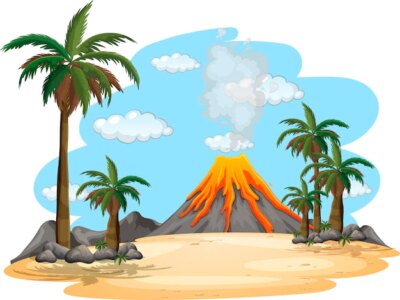 Free Vector | Volcanic eruption outdoor scene background