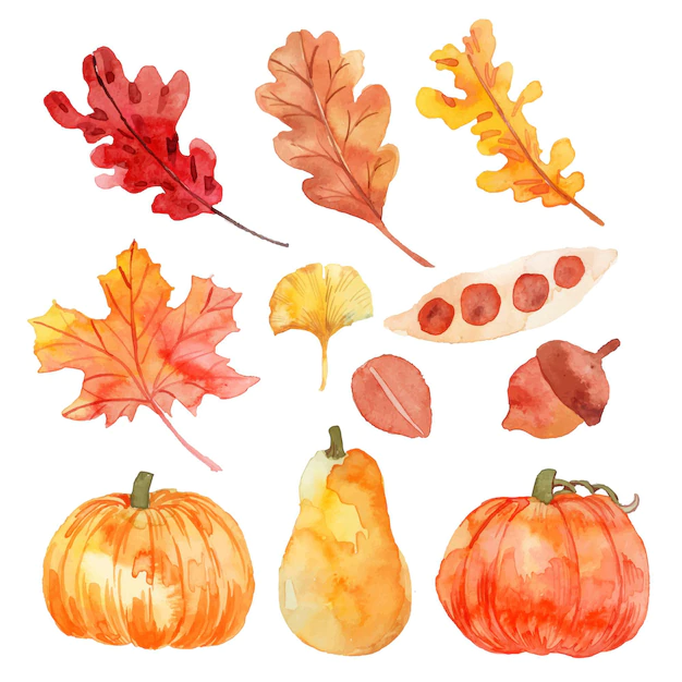 Free Vector | Watercolor autumn elements collection