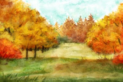 Free Vector | Watercolor autumn landscape