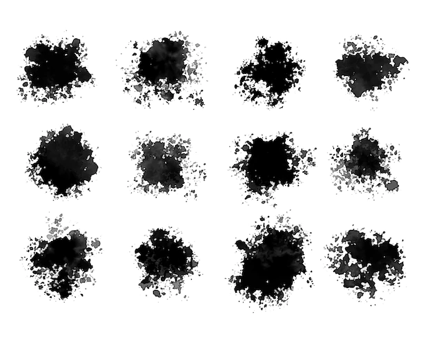 Free Vector | Watercolor black in grunge set of twelve design