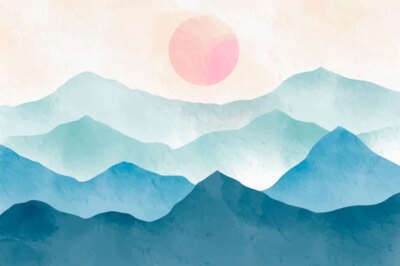 Free Vector | Watercolor blue mountains background