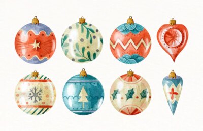 Free Vector | Watercolor christmas ball ornaments collection