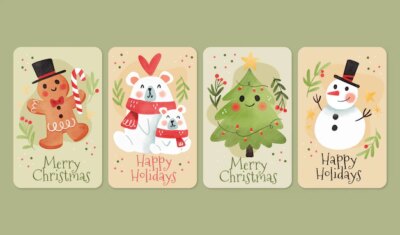 Free Vector | Watercolor christmas cards template