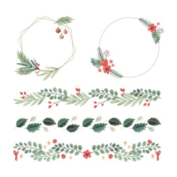 Free Vector | Watercolor christmas frames and borders collection