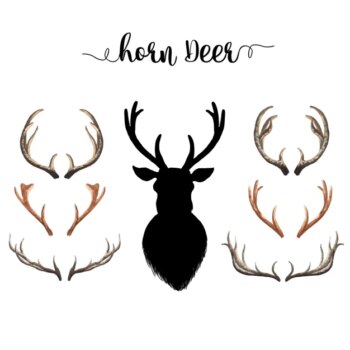 Free Vector | Watercolor deer horns collection