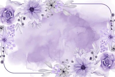 Free Vector | Watercolor floral frame background with flower purple soft