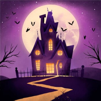 Free Vector | Watercolor halloween house illustration