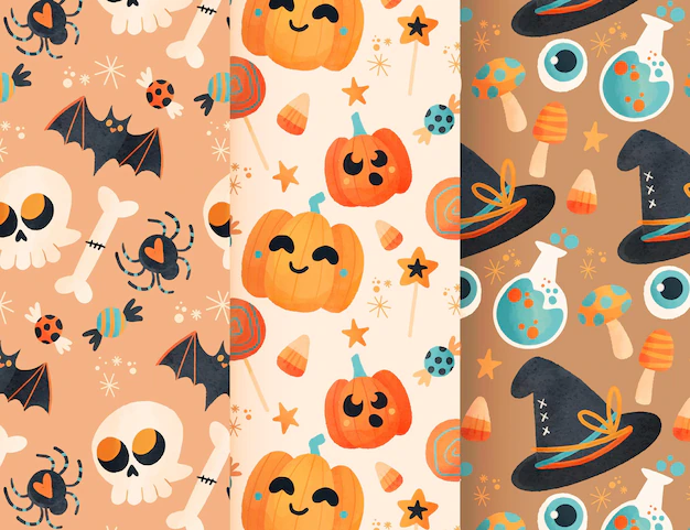 Free Vector | Watercolor halloween pattern design