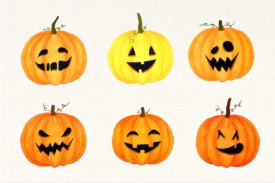 Free Vector | Watercolor halloween pumpkin collection