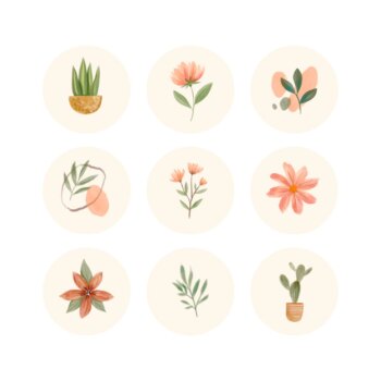 Free Vector | Watercolor instagram highlights collection