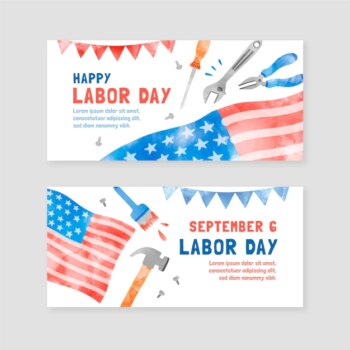 Free Vector | Watercolor labor day vertical banners set