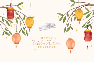 Free Vector | Watercolor mid-autumn festival background