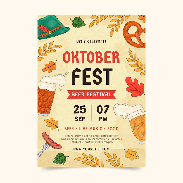 Free Vector | Watercolor oktoberfest vertical flyer template