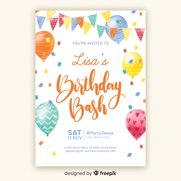 Free Vector | Watercolor style birthday invitation template