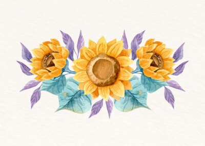 Free Vector | Watercolor sunflower border