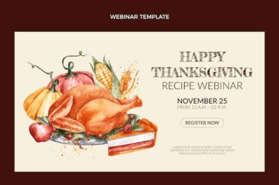 Free Vector | Watercolor thanksgiving webinar template