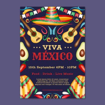 Free Vector | Watercolor vertical poster template for mexico independence celebration