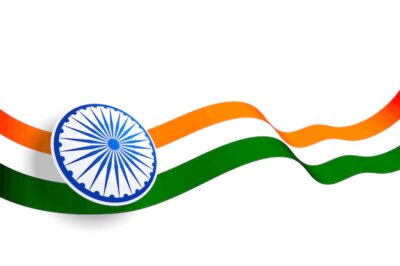 Free Vector | Waving indian flag design with blue chakra