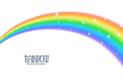 Free Vector | Wavy curve rainbow with stars background