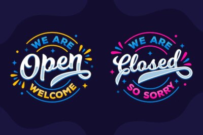 Free Vector | We are open and we are closed lettering