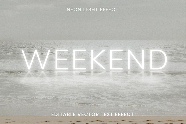 Free Vector | Weekend white neon word editable text effect