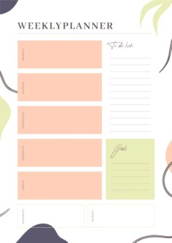 Free Vector | Weekly planet bullet journal template
