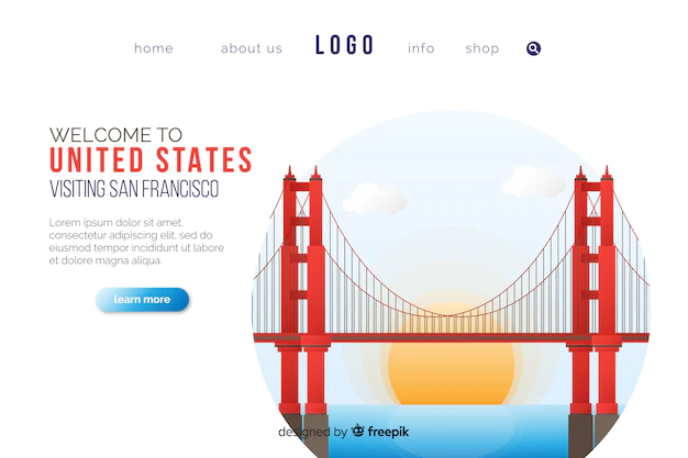 Free Vector | Welcome to usa landing page template