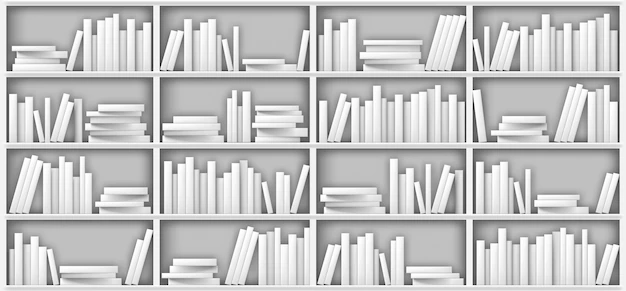 Free Vector | White bookshelf mockup, books on shelf in library