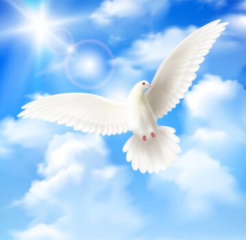Free Vector | White pigeon with blue sky and clouds