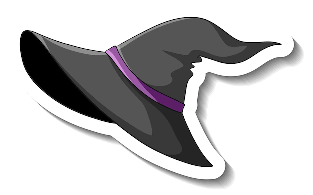 Free Vector | Witch hat cartoon sticker on white background