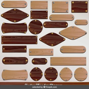 Free Vector | Wooden plaques collection