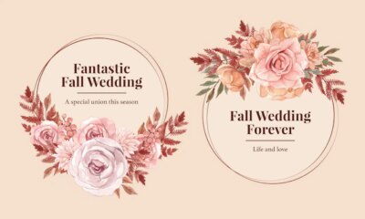 Free Vector | Wreath template with wedding autumn concept in watercolor style