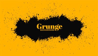 Free Vector | Yellow background with black grunge splatter