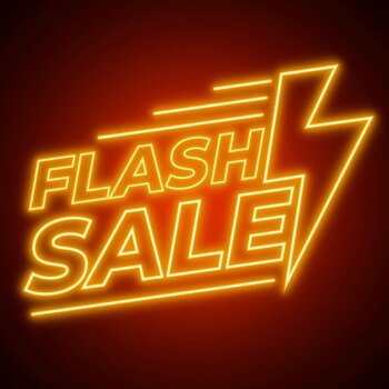 Free Vector | Yellow neon flash sale sign