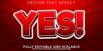Free Vector | Yes text effect, editable cartoon and comic text style